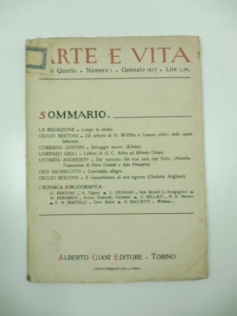 Arte e vita. Rassegna mensile di cultura, anno quarto, numero …