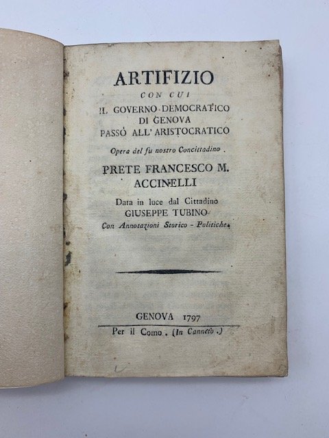 Artifizio con cui il Governo democratico di Genova passo' all'aristocratico