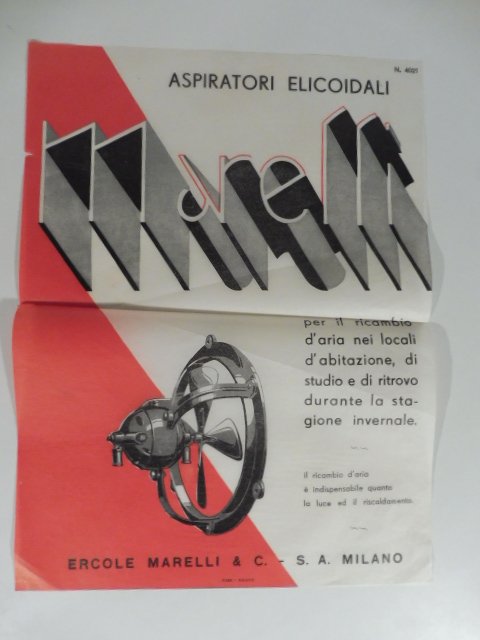 Aspiratori elicoidali Marelli. Foglio pubblicitario