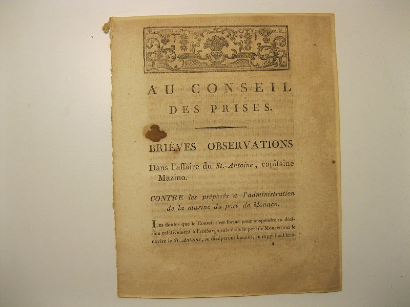 Au Conseil de prises. Brie'ves observations dans l'affaire du St. …