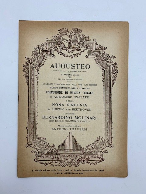 Augusteo.Esecuzione di musica corale di Alessandro Scarlatti e della nona …