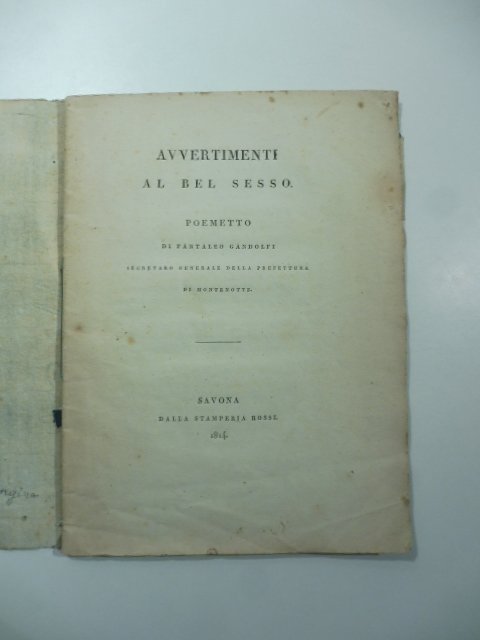 Avvertimenti al bel sesso. Poemetto