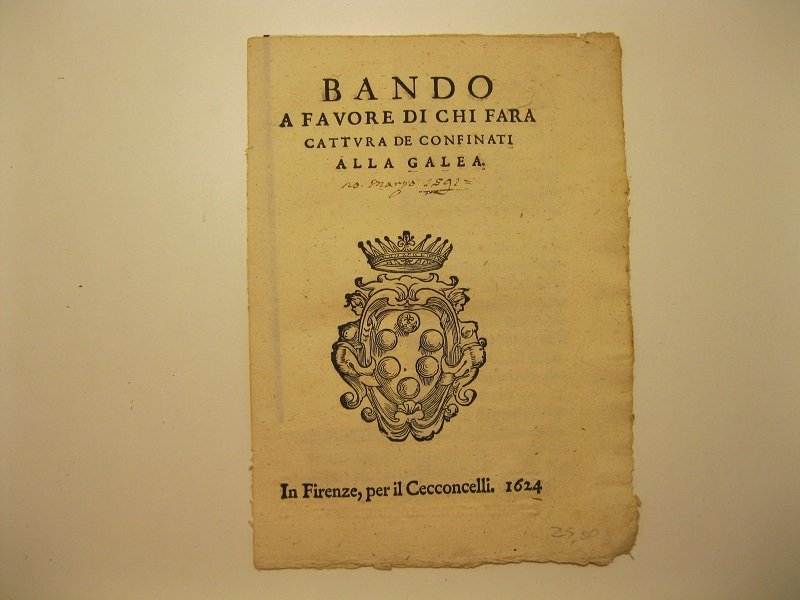 Bando a favore di chi fara' cattura dei confinati alla … | Immagine principale