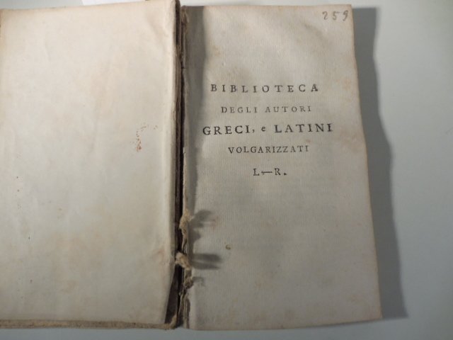 Biblioteca degli autori greci e latini volgarizzati L-R