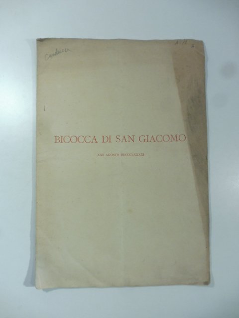 Bicocca di San Giacomo XXII agosto MDCCCLXXXXI
