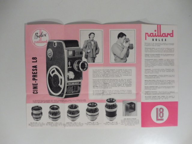 Bolex Paillard. Cinepresa L8. Pieghevole pubblicitario