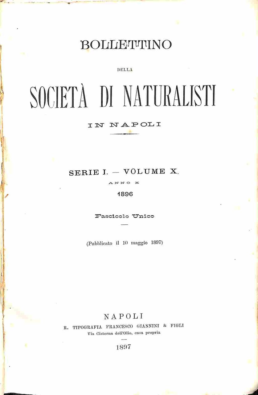 Bollettino della Societa' di naturalisti in Napoli. Serie I, volume …