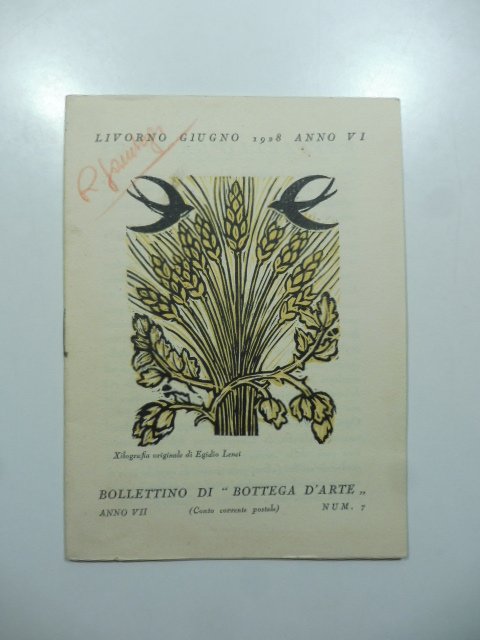 Bollettino di Bottega d'Arte, Livorno, num. 7, giugno 1928. Raffaello …