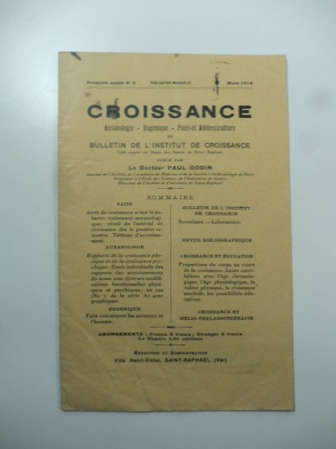 Bulletin de l'Institut de Croissance publie' par Le Docteur Paul …