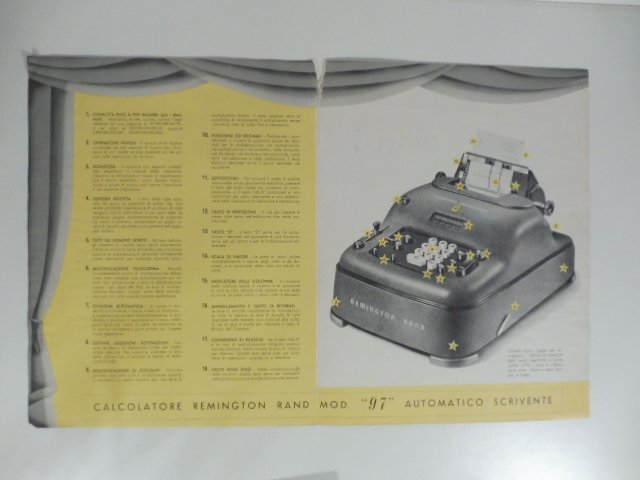 Calcolatrice Remington Rand mod. 97. Pieghevole pubblicitario