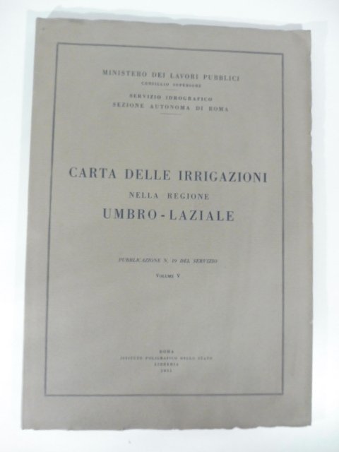 Carta delle irrigazioni nella regione Umbro - Laziale pubblicazione n. … | Immagine principale
