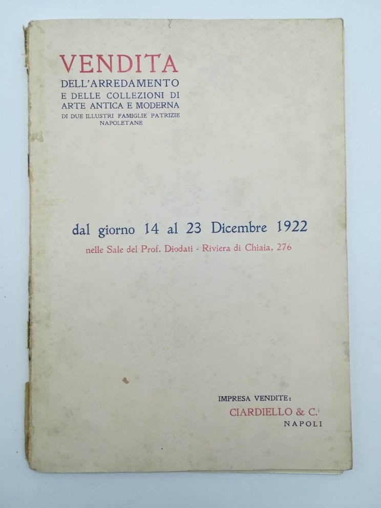 Catalogo della vendita dell'intero arredamento e delle collezioni di arte …