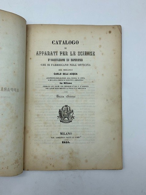 Catalogo di apparati per le scienze d'osservazione ed esperienza che …