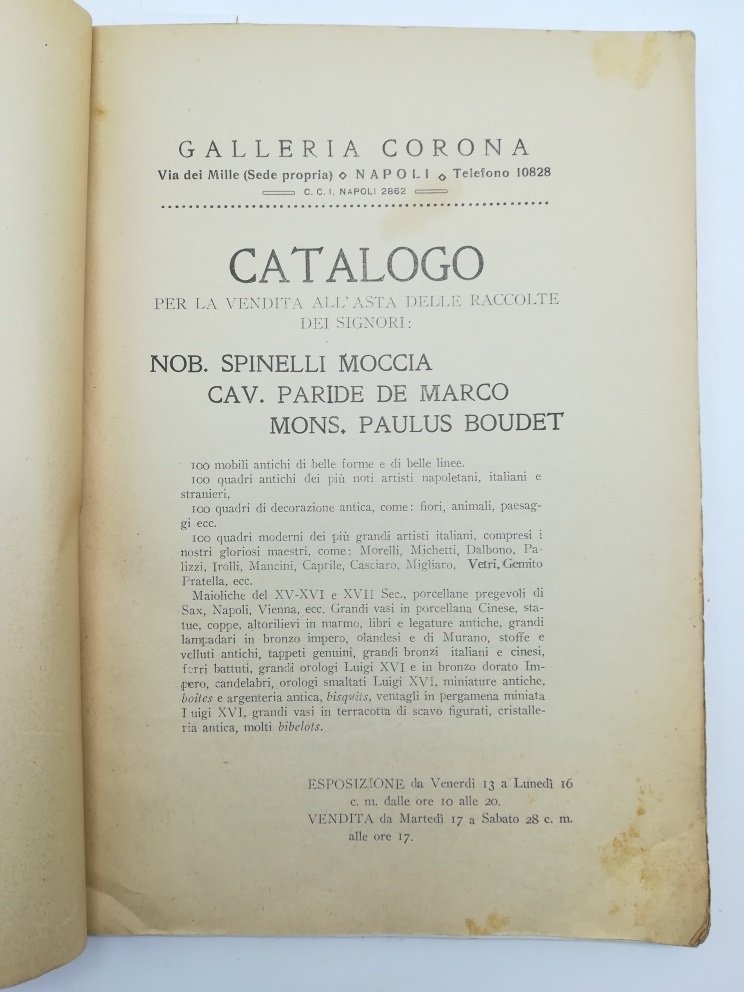 Catalogo per la vendita all'asta delle raccolte dei signori Nob. …