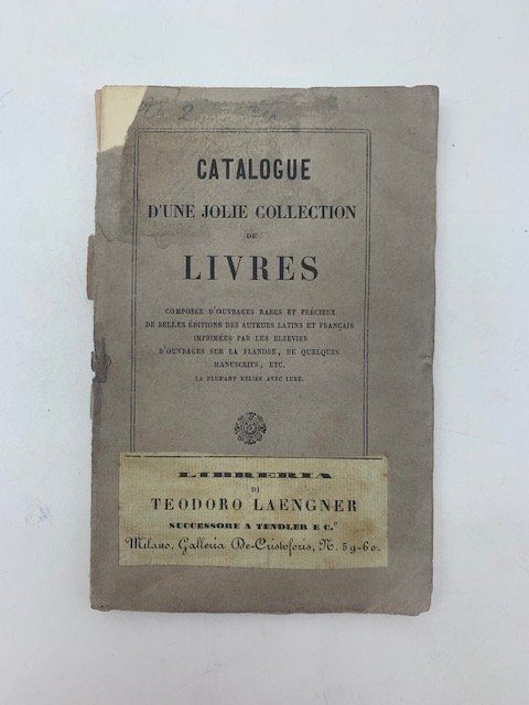Catalogue d'une jolie collection de livres composee d'ouvrages et precieux … | Immagine principale