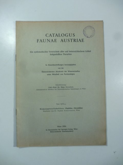 Catalogus faunae Austriae. Ein systematisches Verzeichnis aller auf osterreichischem Gebiet …