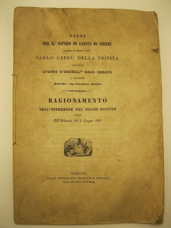 Causa del Ro Ospizio di carita' di Chieri contro il …