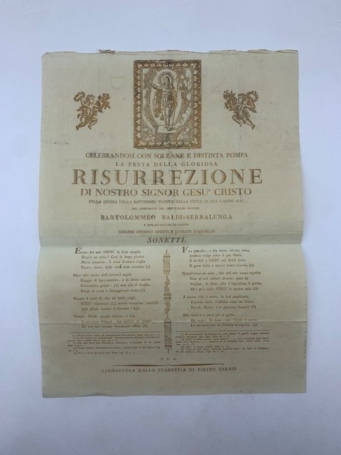 Celebrandosi con solenne e distinta pompa la festa della gloriosa …