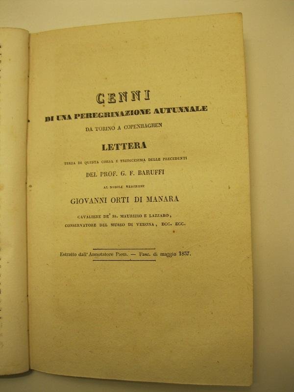 Cenni di una peregrinazione autunnale da Torino a Copenaghen. Lettera … | Immagine principale