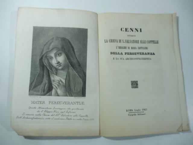 Cenni intorno la chiesa di S. Salvatore alle Coppelle. L'immagine …