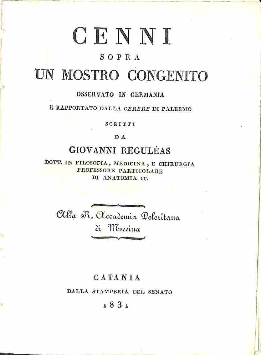Cenni sopra un mostro congenito osservato in Germania e rapportato …