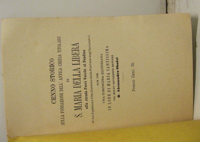 Cenno storico sulla fondazione dell'antica chiesa titolare di S. Maria … | Immagine principale