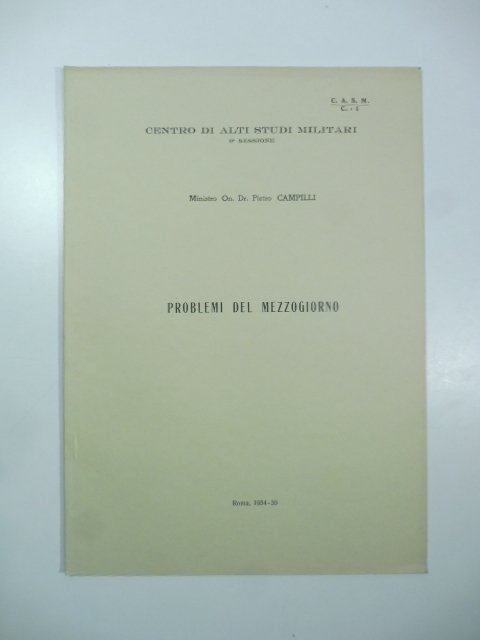 Centro di Alti studi militari. Problemi del Mezzogiorno