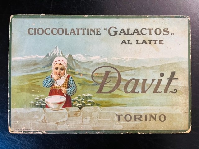 Cioccolatine Galactos al latte Davit, Torino (Cartone pubblicitario)