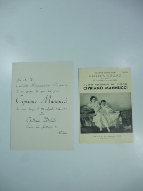 Cipriano Mannucci. Inviti alla mostra alla Galleria Dedalo, aprile 1942, …
