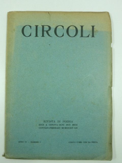 Circoli. Rivista di poesia, anno IV, gennaio-febbraio 1934, n. 1