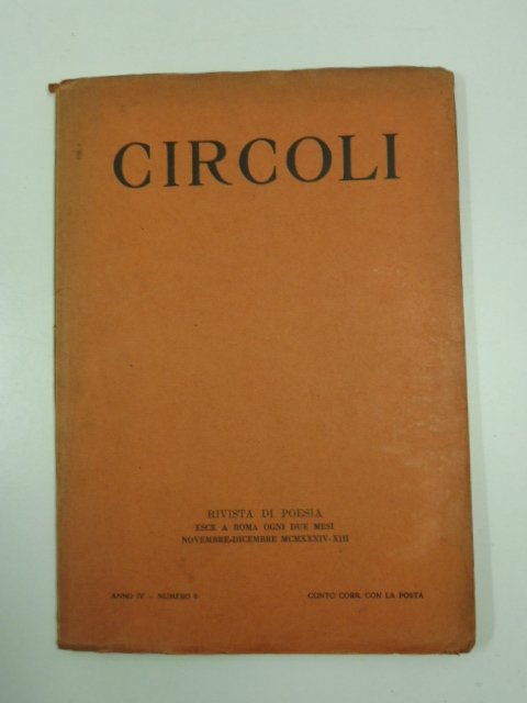 Circoli. Rivista di poesia, anno IV, novembre-dicembre 1934, n. 6
