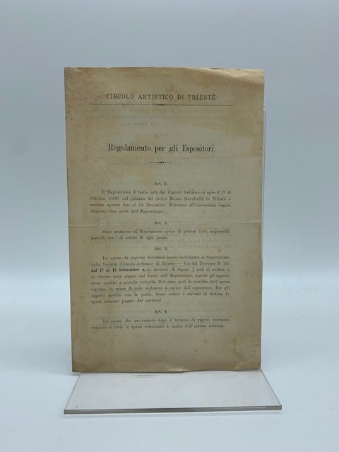 Circolo artistico di Trieste. Regolamento per gli espositori (1890)