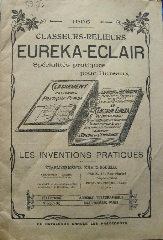 Classeurs-relieurs Eureka-eclair. Specialite's pratiques pour Bureaux