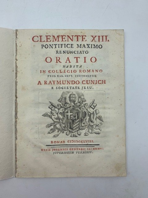 Clemente XIII Pontifice maximo renunciato Oratio habita in Collegio Romano.