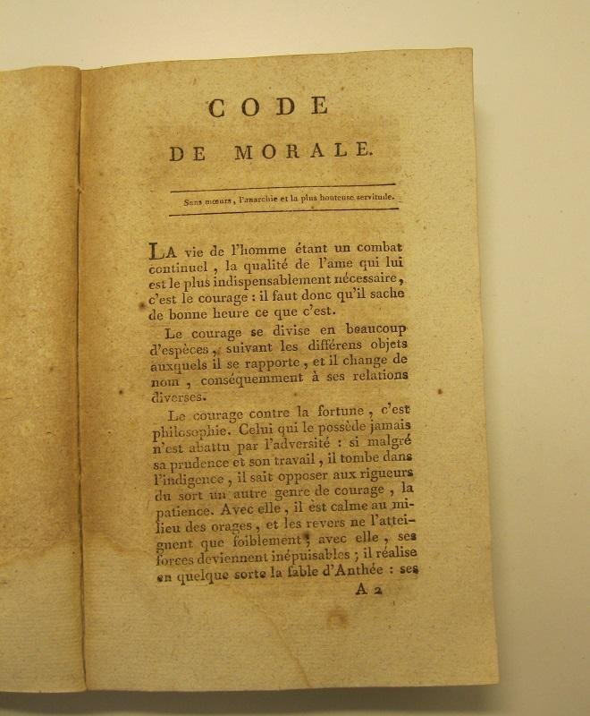 Code de morale a l'usage de tous les hommes qui …