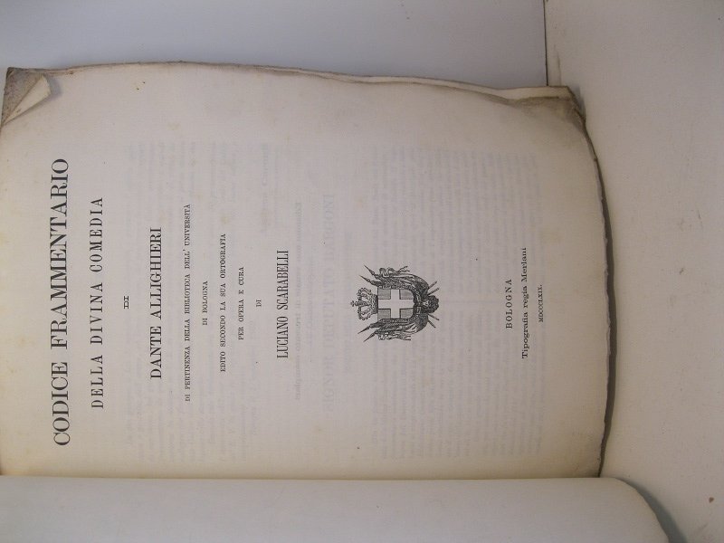 Codice frammentario della Divina Comedia di Dante Allighieri di pertinenza …