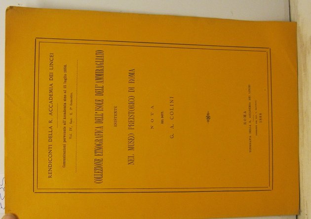 Collezione etnografica dell'isole dell'Ammiragliato esistente nel Museo Preistorico di Roma