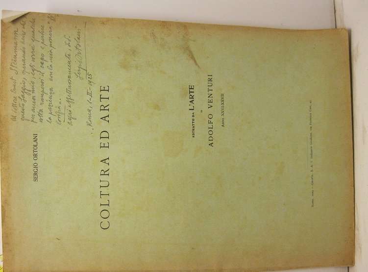 Coltura ed arte. Estratto da L'Arte di Adolfo Venturi, anni …