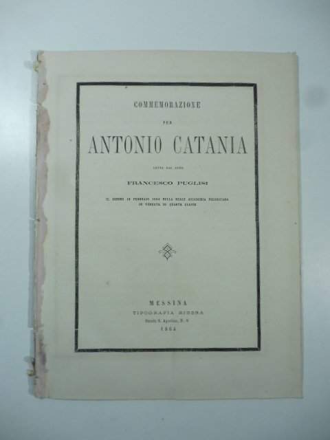 Commemorazione per Antonio Catania