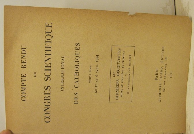 Compte rendu du Congres scientifiques international des Catholiques tenu a …