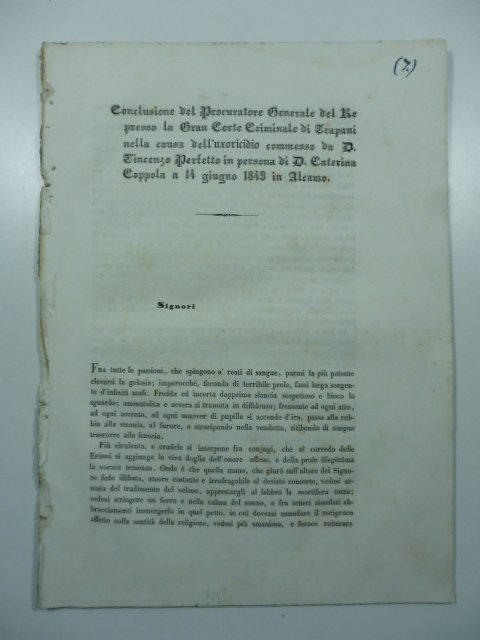 Conclusione del Procuratore generale del Re presso la Gran Corte …