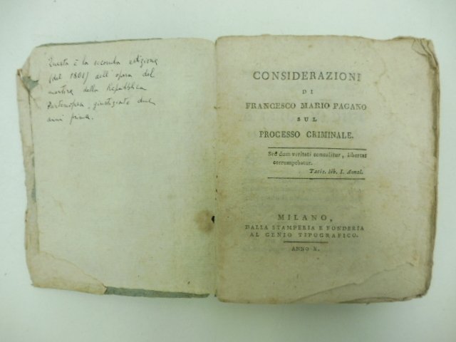Considerazioni di Francesco Mario Pagano sul processo criminale