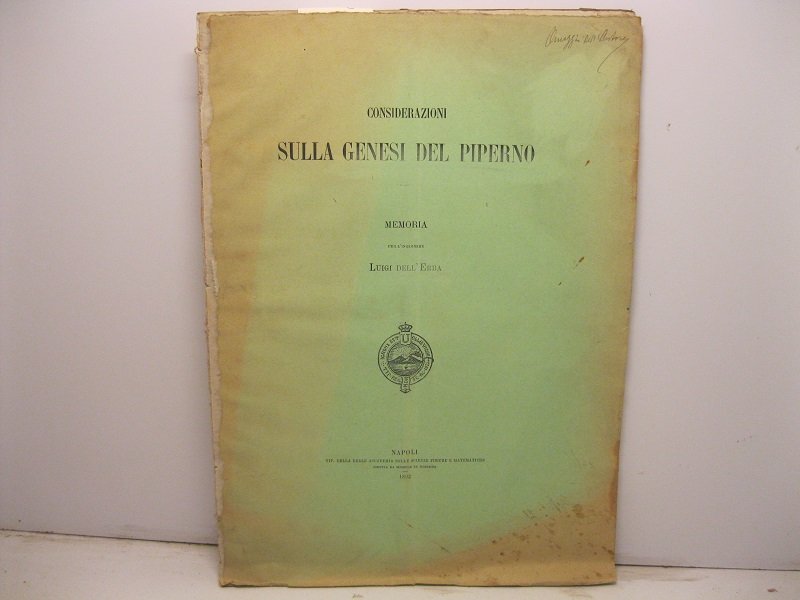 Considerazioni sulla genesi del Piperno. Memoria