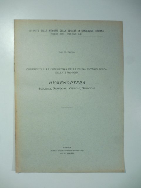 Contributi alla conoscenza della fauna entomologica della Sardegna. Hymenoptera. Scoliidae, …