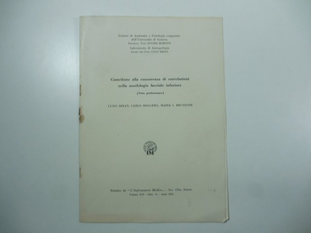 Contributo alla conoscenza di correlazioni nella morfologia facciale inferiore (nota …