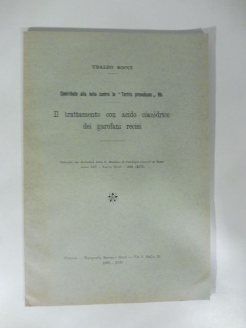 Contributo alla lotta contro la Tortrix pronubana Hb. Il trattamento …