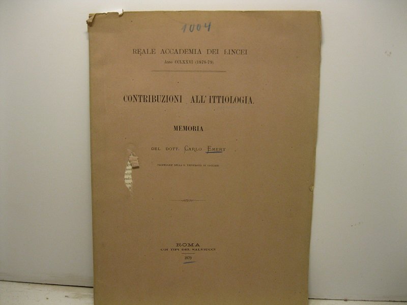 Contribuzioni all'ittiologia