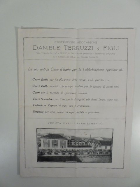 Costruzioni meccaniche Daniele Terruzzi & Figli, carri-botte, carretti