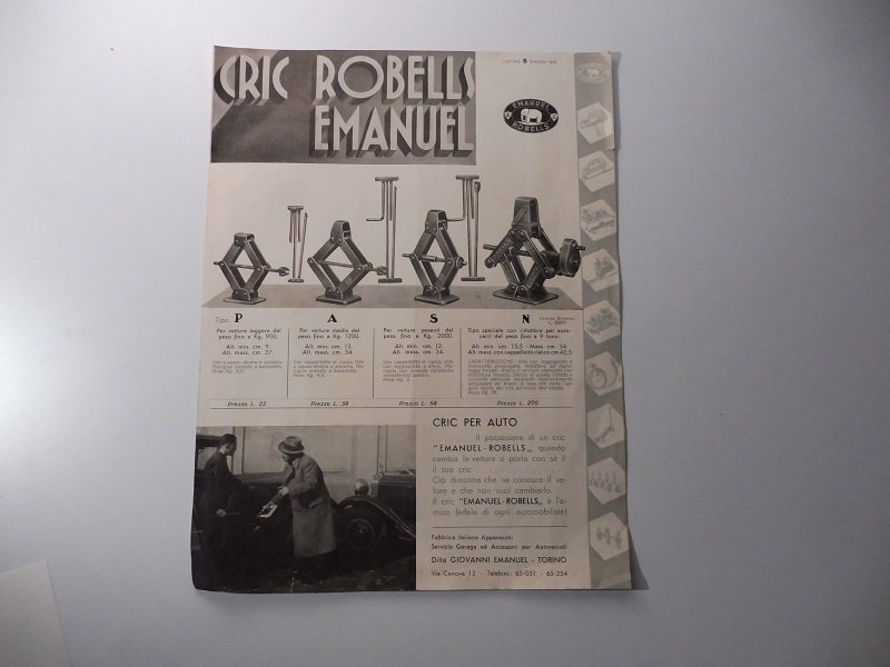Cric Robells Emanuel. Fabbrica italiana apparecchi servizio garage ed accessori …