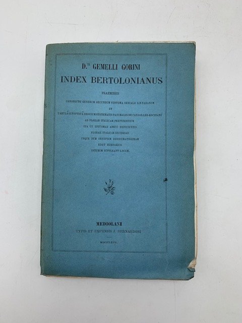 D.is Gemelli Gorini Index bertolonianus praemissis conspectu generum secundum systema.
